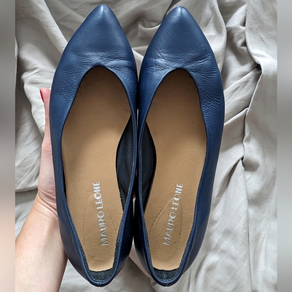 Leather flat dark blue - Picture 2 of 6